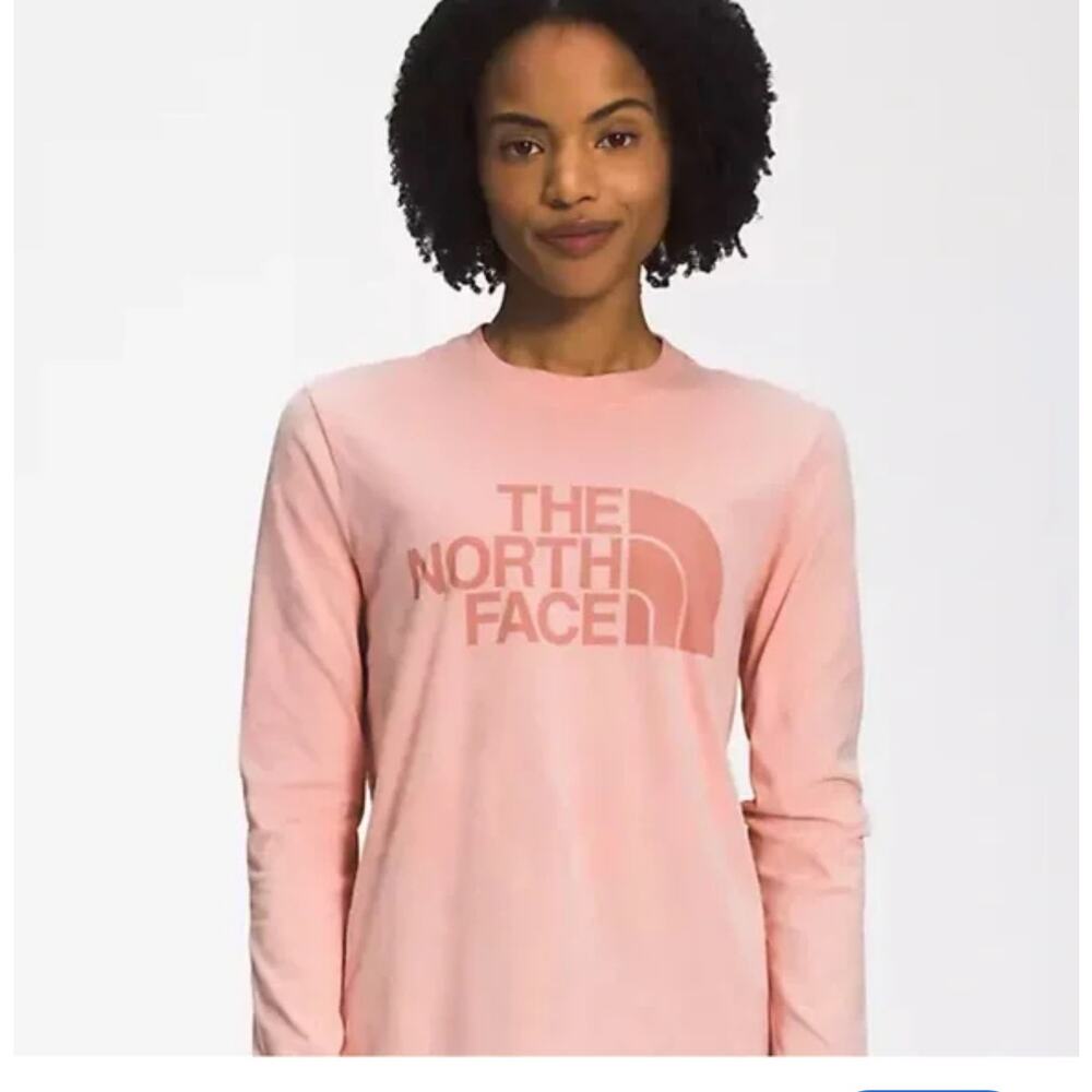 North Face Long Sleeve half dome tee, pink, medium